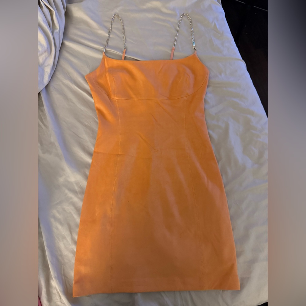 Guess velvet Orange Mini Dress with Chain Straps